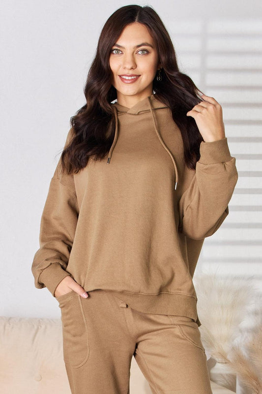 RISEN Drawstring Drop Shoulder Long Sleeve Hoodie Carauana Store