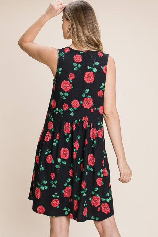 BOMBOM Floral Ruched Tank Dress Carauana Store