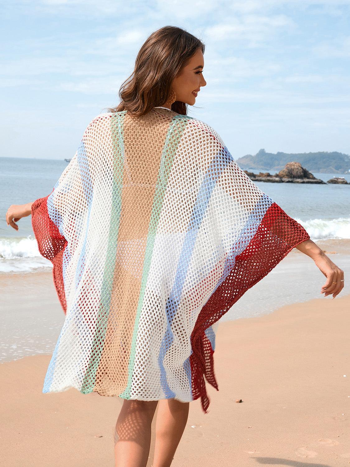 Openwork Color Block Plunge Cover-Up CaRaUaNa Fashion