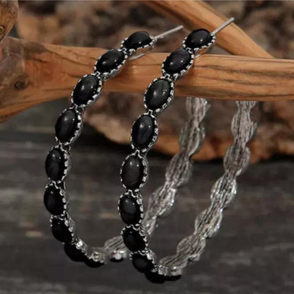 Artificial Turquoise C-Hoop Earrings CaRaUaNa Fashion