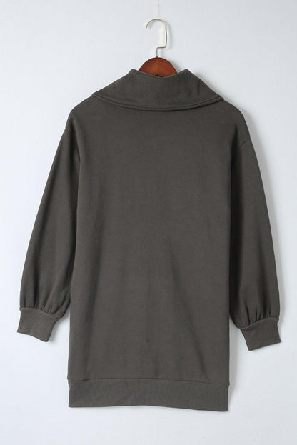 Half Zip Dropped Shoulder Mini Sweatshirt Dress Carauana Store