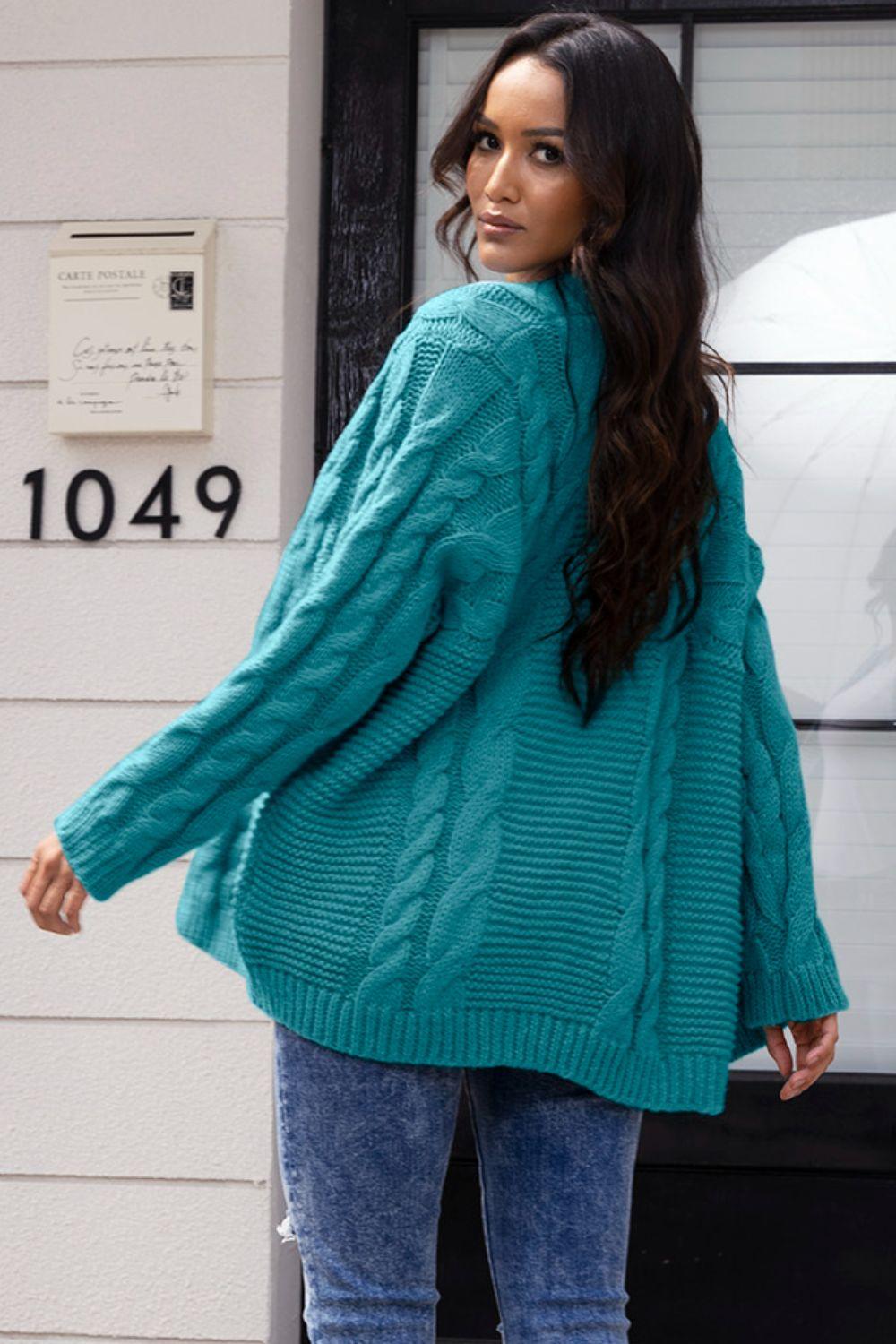 Open Front Cable-Knit Cardigan Carauana Store