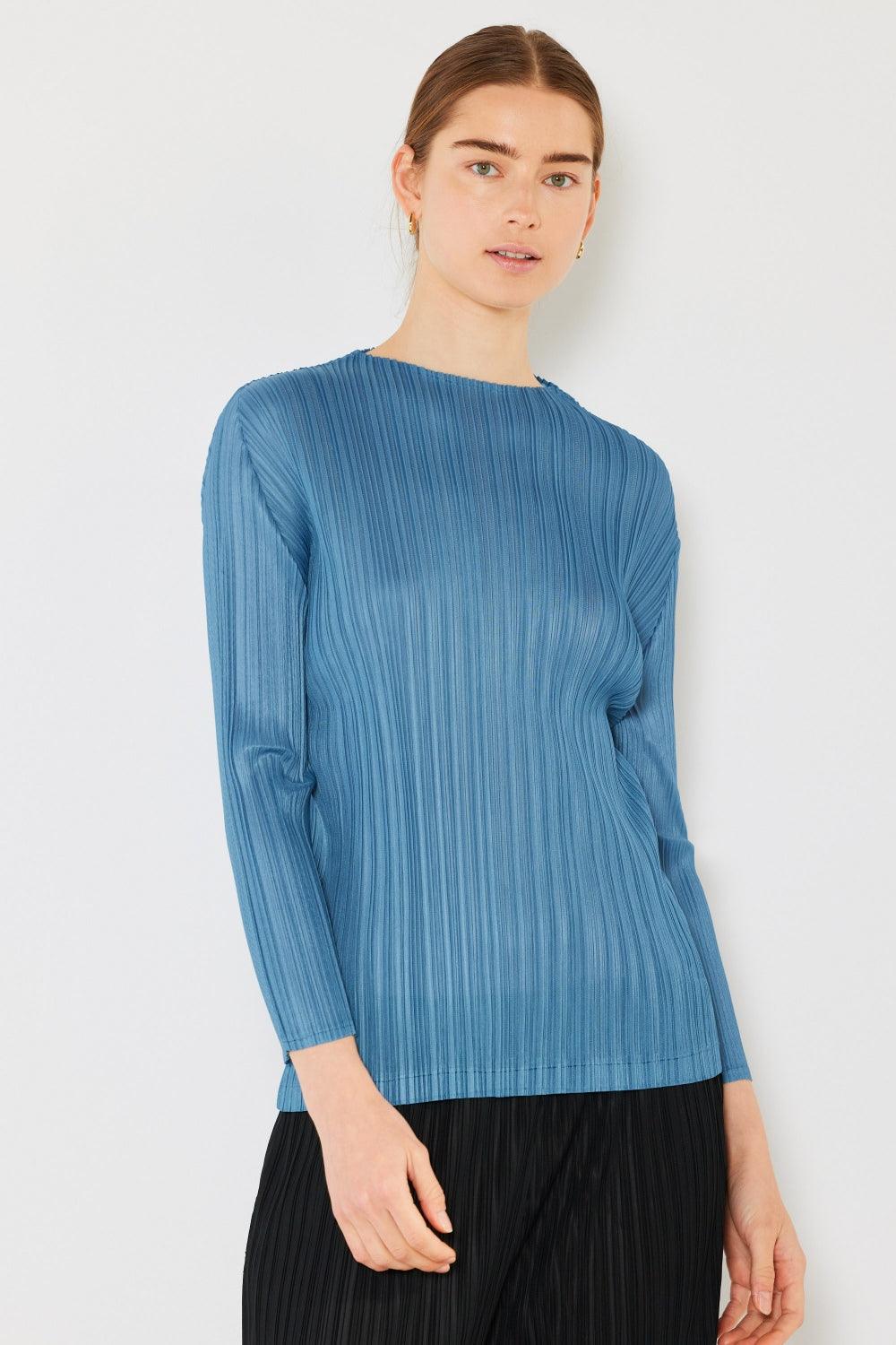 Marina West Swim Pleated Long Sleeve Boatneck Top Carauana Store