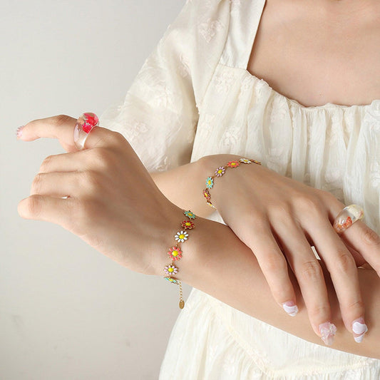 Titanium Steel Oil Drip Flower Bracelet Carauana Store