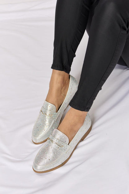 Forever Link Rhinestone Point Toe Loafers Carauana Store