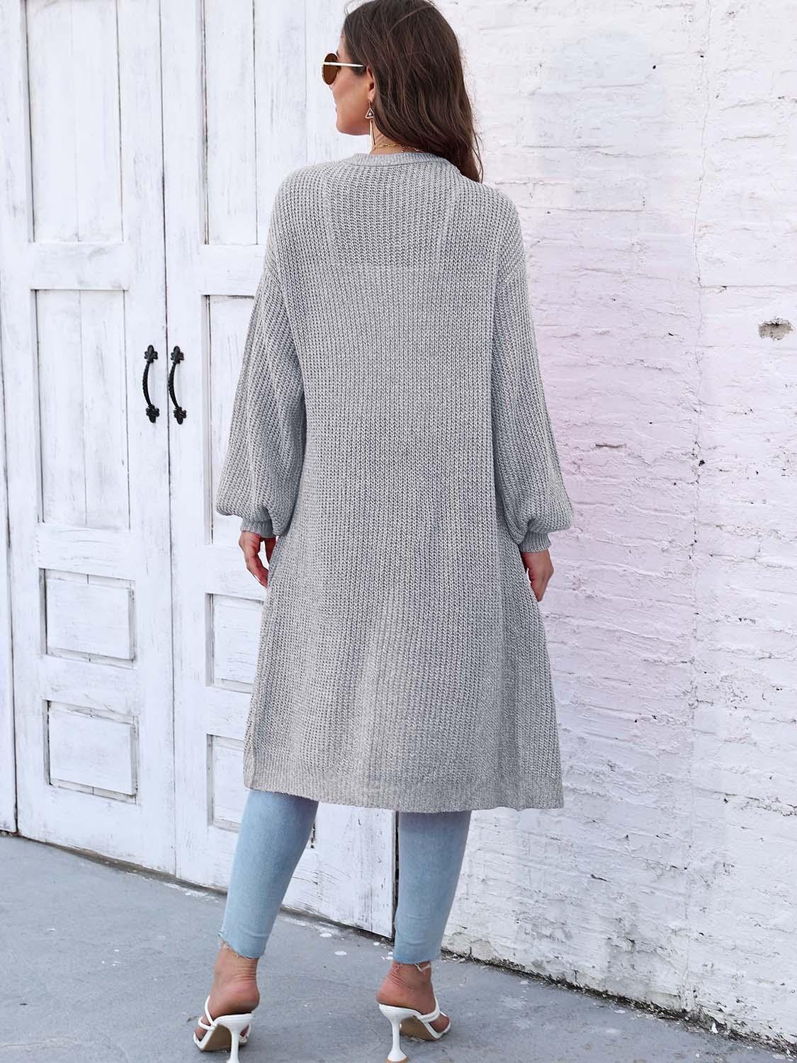 Open Front Longline Cardigan with Pockets Carauana Store