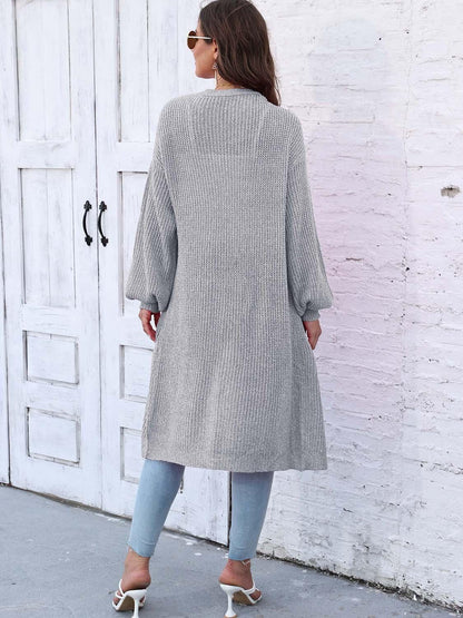 Open Front Longline Cardigan with Pockets Carauana Store