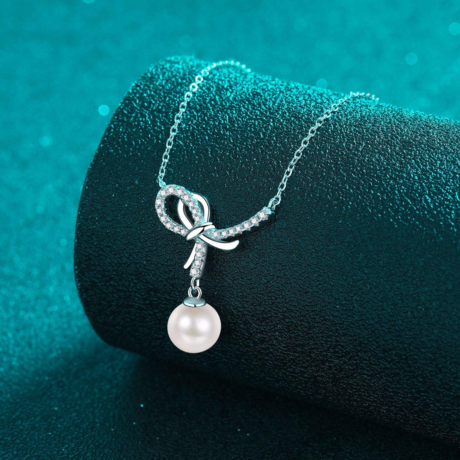 Natural Pearl Pendant Moissanite 925 Sterling Silver Necklace Carauana Store