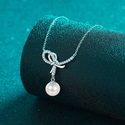 Natural Pearl Pendant Moissanite 925 Sterling Silver Necklace Carauana Store