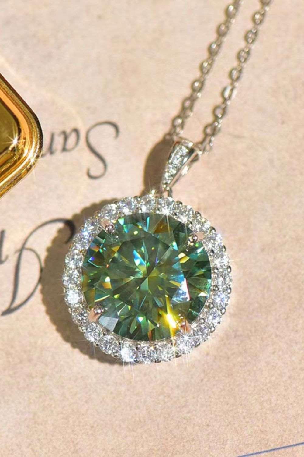 10 Carat Moissanite Pendant Platinum-Plated Necklace Carauana Store