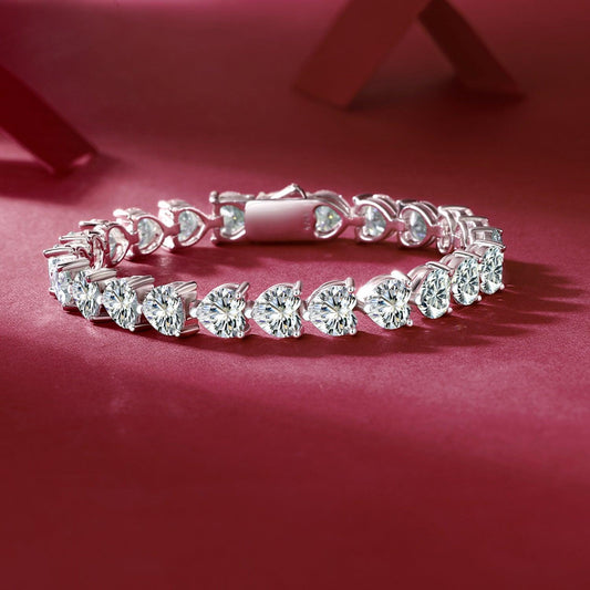 24 Carat Moissanite 925 Sterling Silver Heart Bracelet Carauana Store