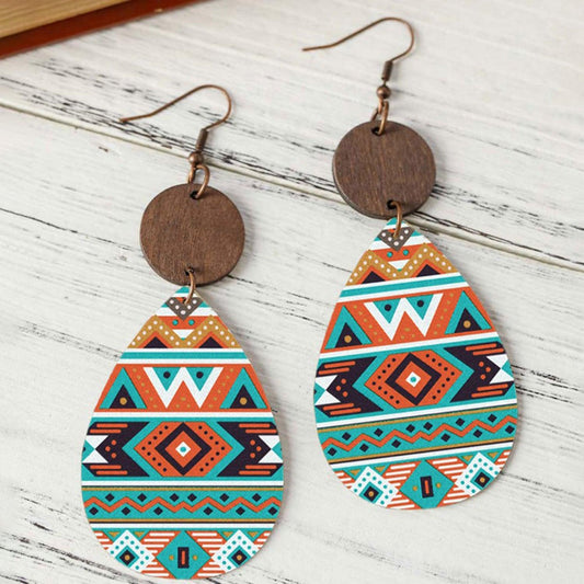 Geometric Wooden Teardrop Earrings Carauana Store