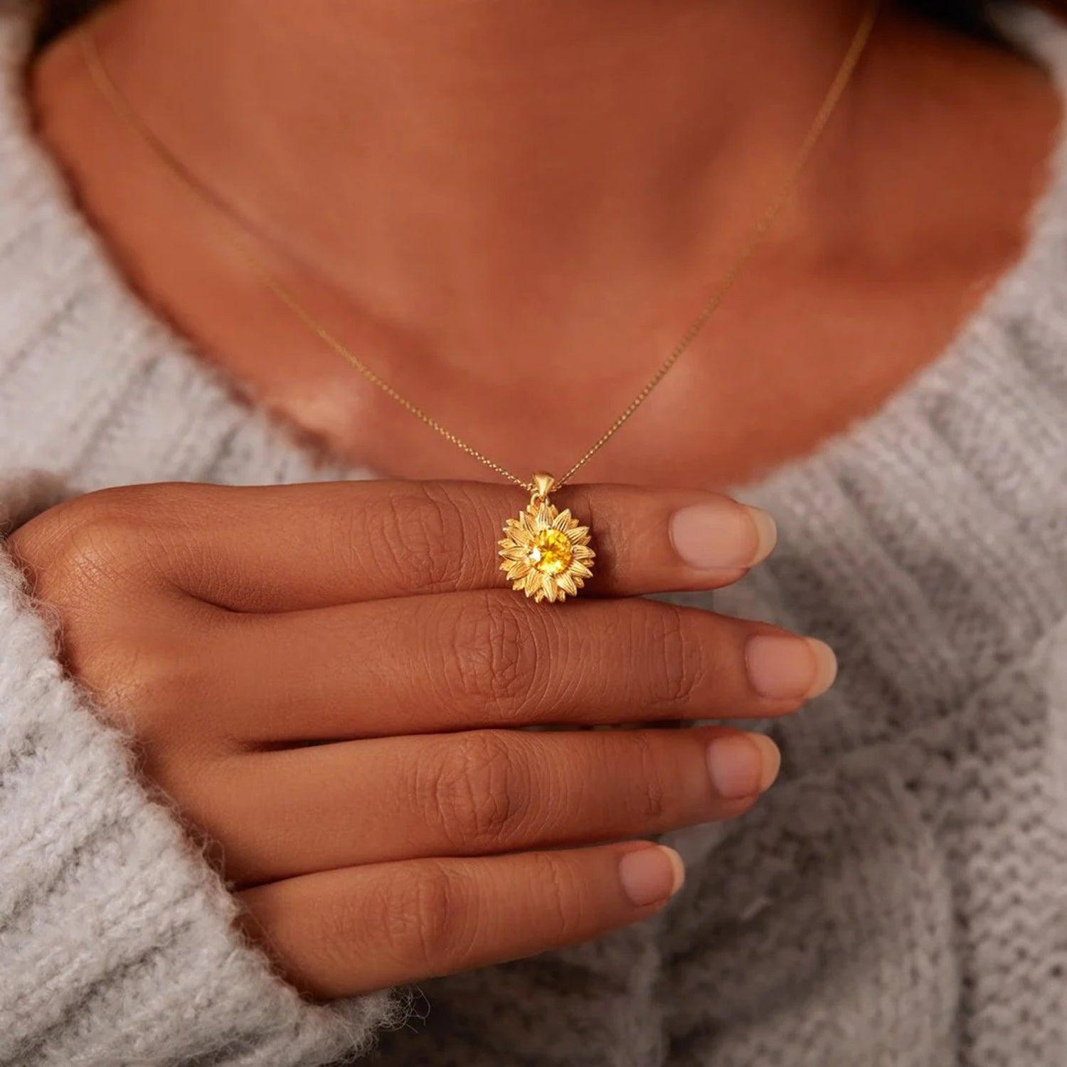 Sunflower Shape 18K Gold-Plated Pendant Necklace Carauana Store