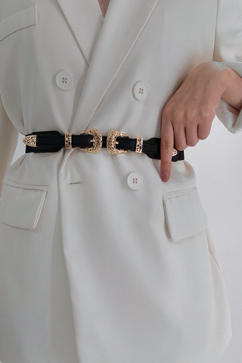Double Buckle Elastic Belt CaRaUaNa Fashion