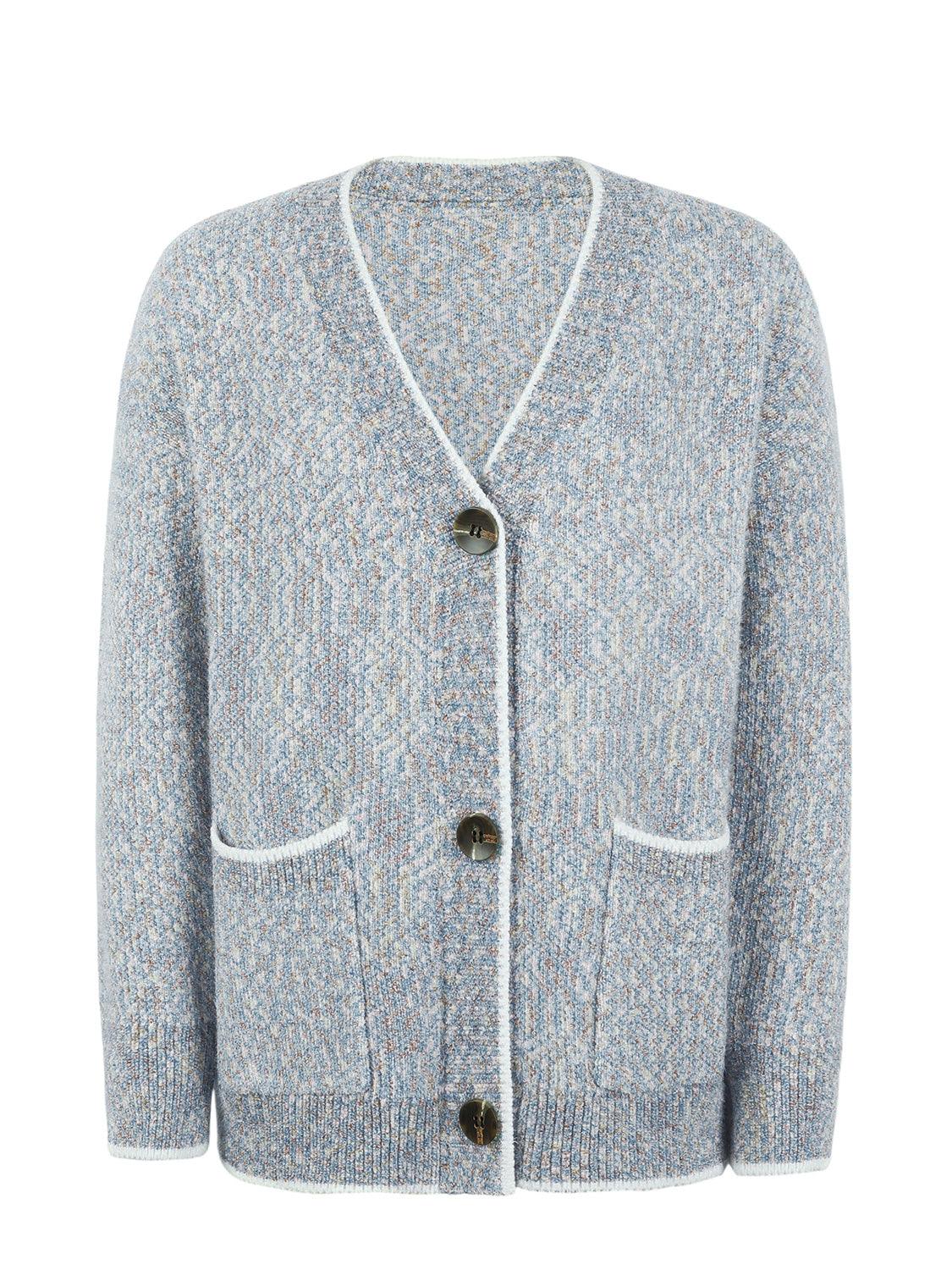 Button Down V-Neck Cardigan with Pockets Carauana Store
