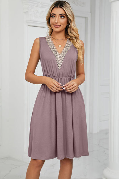 Pocketed V-Neck Wide Strap Dress Carauana Store