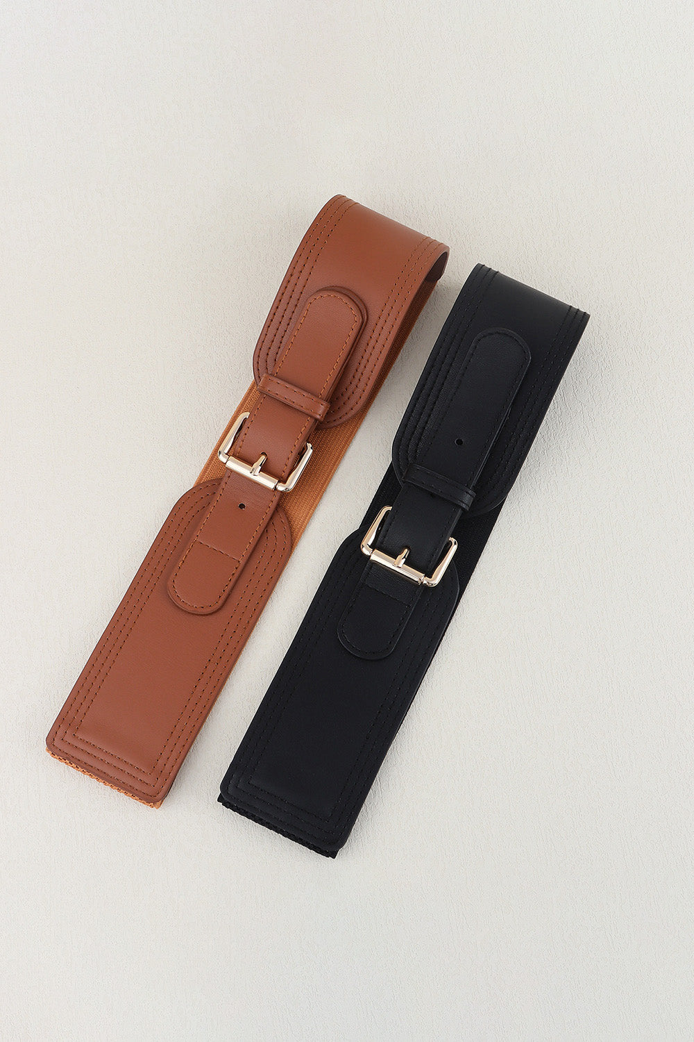 Elastic Wide PU Belt CaRaUaNa Fashion