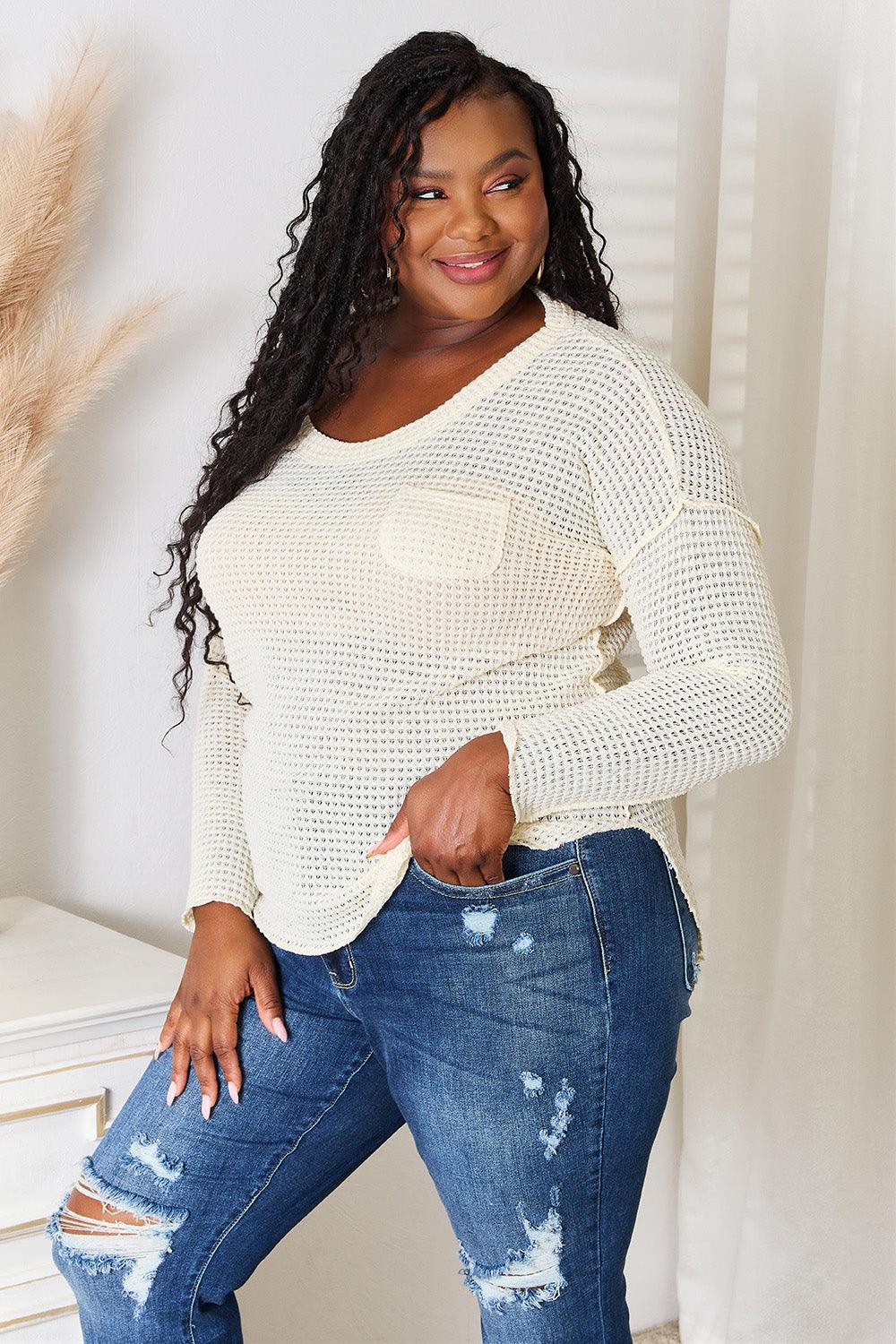 Culture Code Full Size Scoop Neck Patch Pocket Top Carauana Store