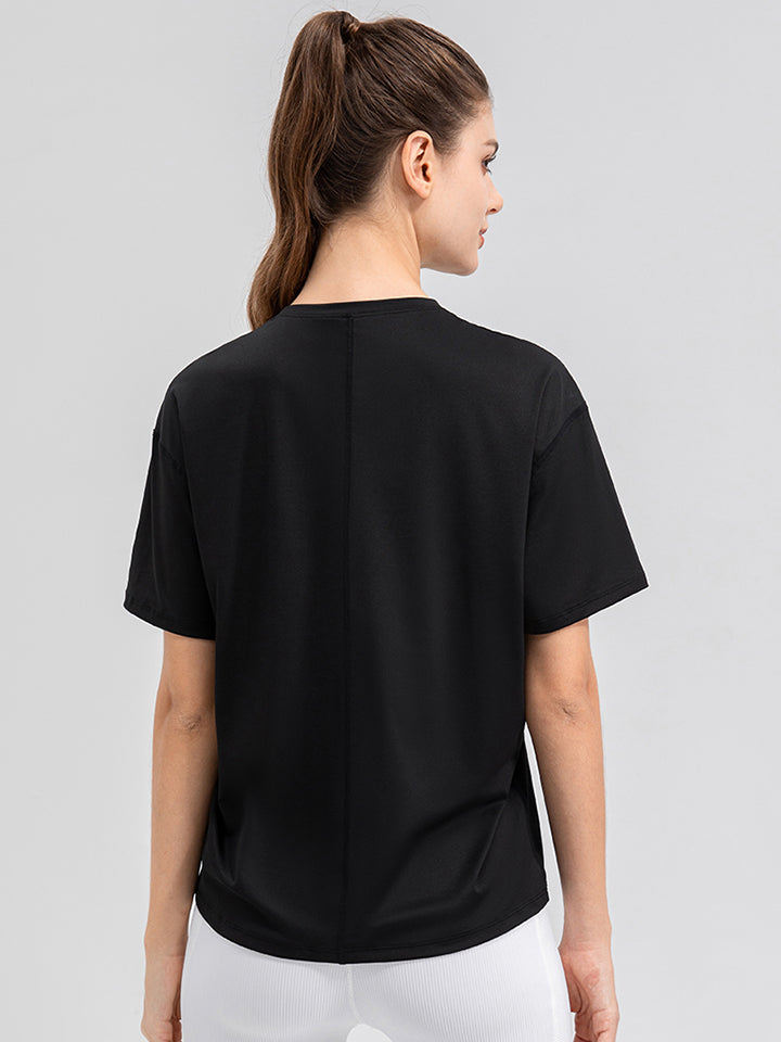 Round Neck Short Sleeve Active Top Carauana Store