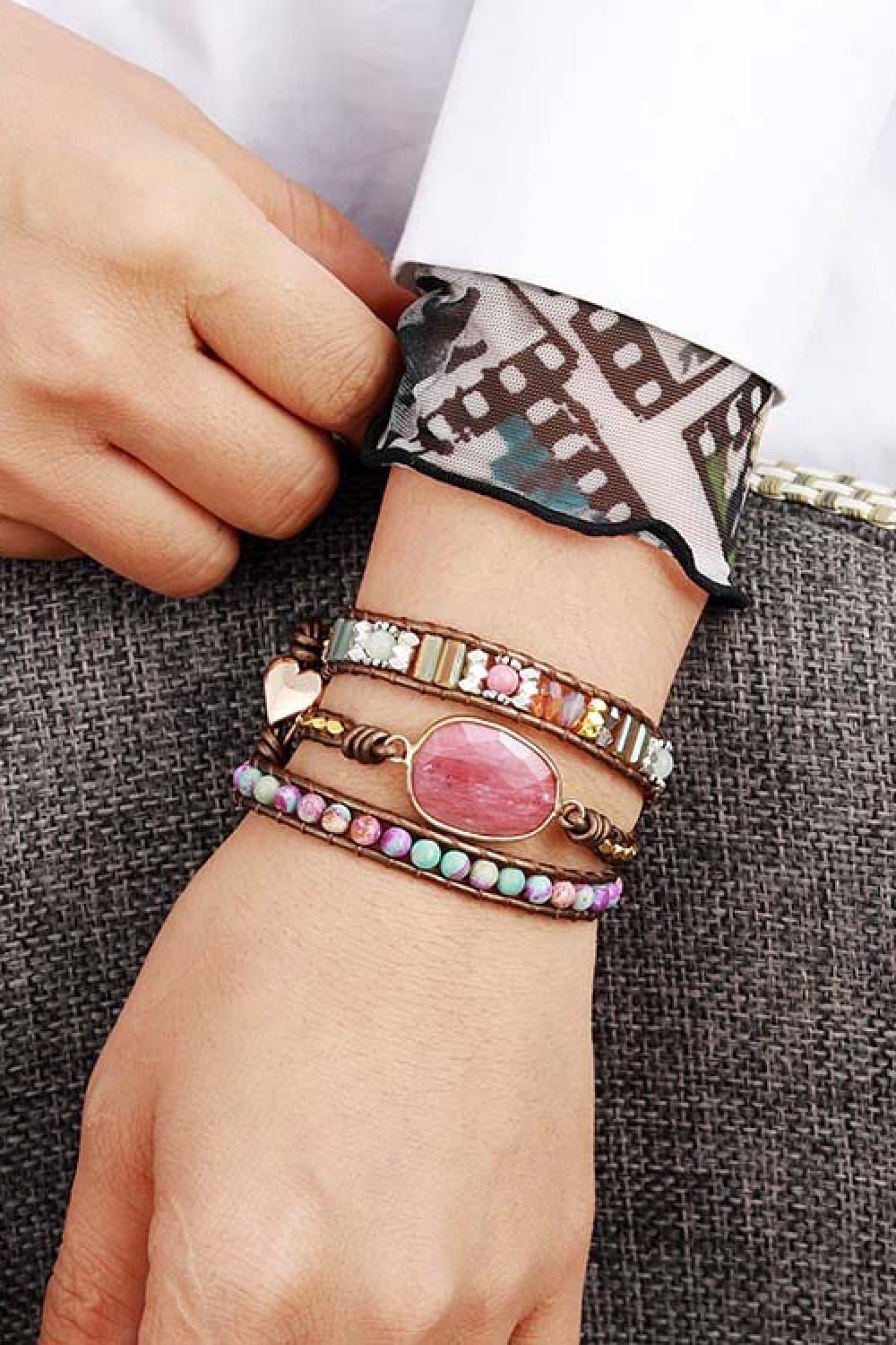 Handmade Crystal Beaded Natural Stone Bracelet CaRaUaNa Fashion
