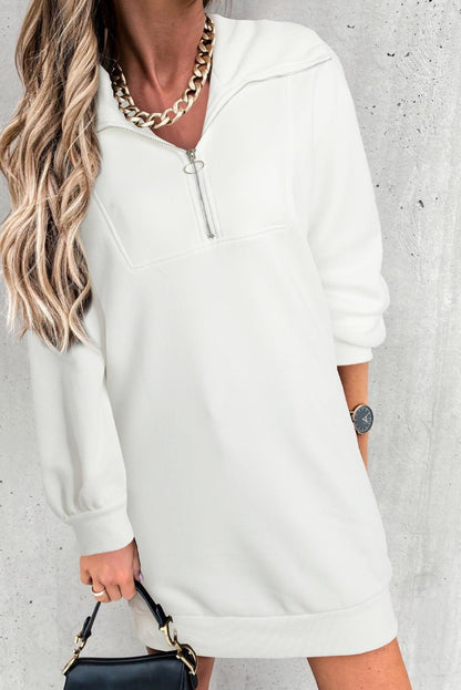Half Zip Dropped Shoulder Mini Sweatshirt Dress Carauana Store