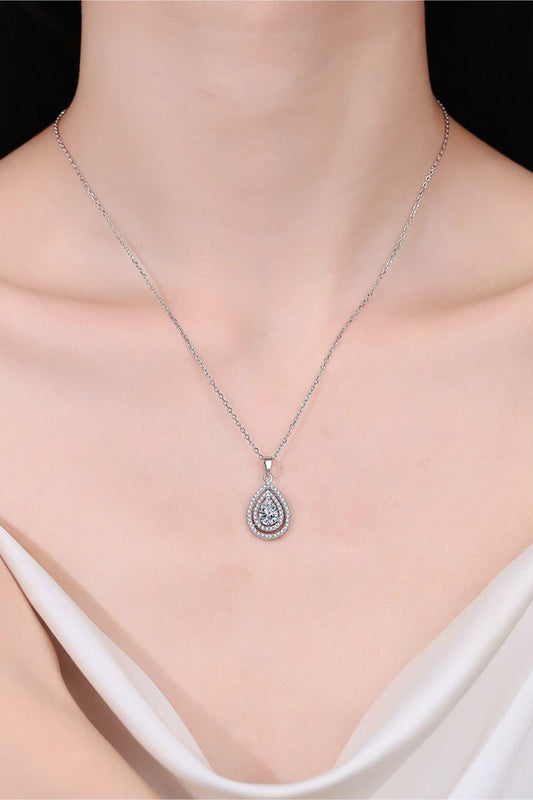 1 Carat Moissanite Teardrop Pendant Necklace Carauana Store