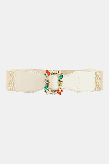 Multicolored Leaf Buckle Elastic Belt CaRaUaNa Fashion