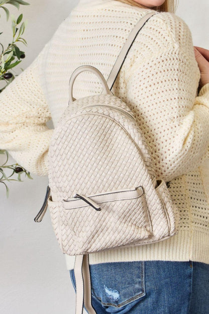 SHOMICO PU Leather Woven Backpack Carauana Store