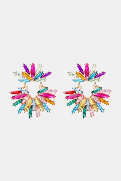 Flower Shape Glass Stone Dangle Earrings Carauana Store