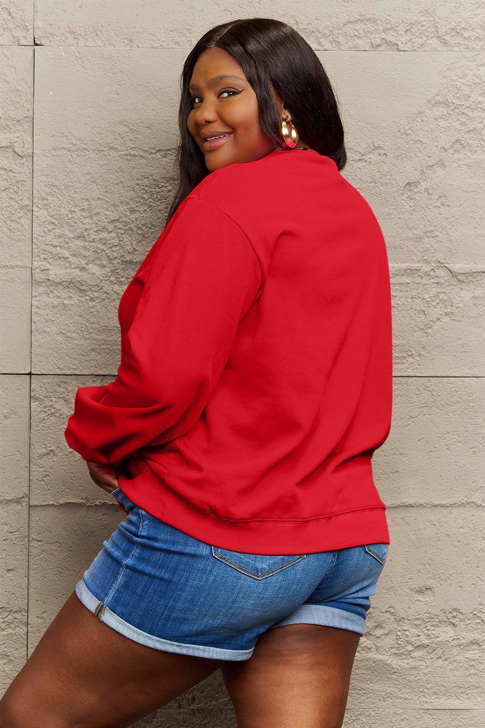 Simply Love Full Size HOLLY JOLLY BABE Long Sleeve Sweatshirt Carauana Store