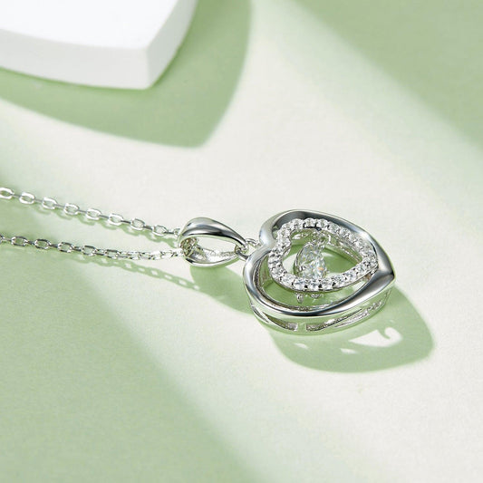 Moissanite 925 Sterling Silver Heart Necklace Carauana Store