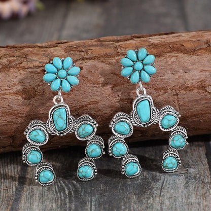 Artificial Turquoise Alloy Dangle Earrings CaRaUaNa Fashion