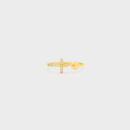 Heart Shape Cross Inlaid Zircon Open Ring Carauana Store