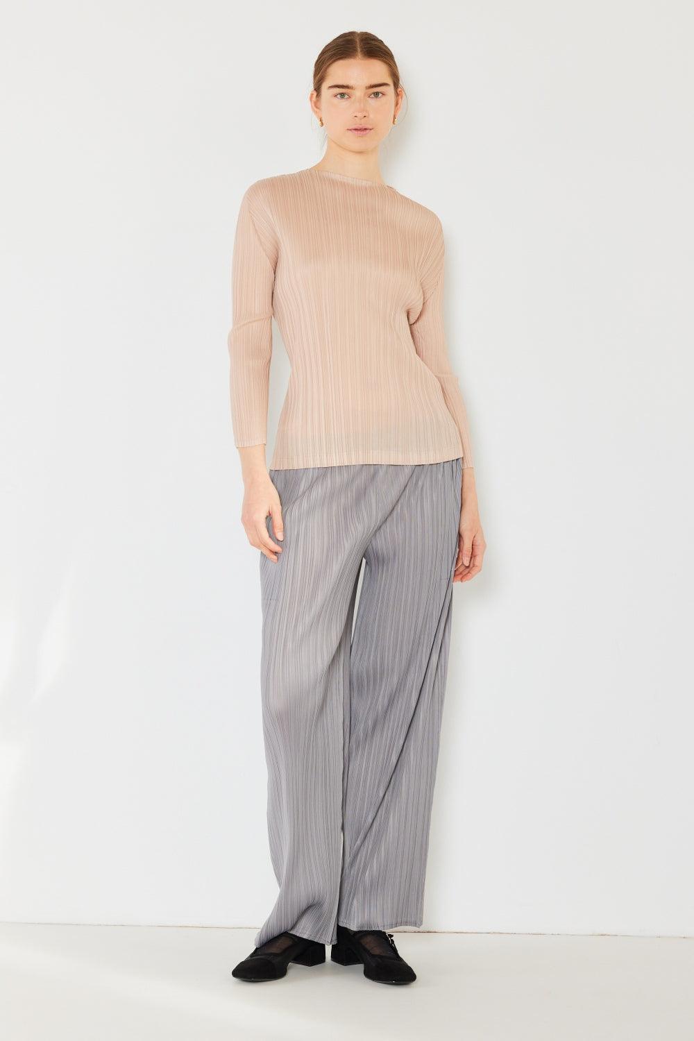Marina West Swim Pleated Long Sleeve Boatneck Top Carauana Store
