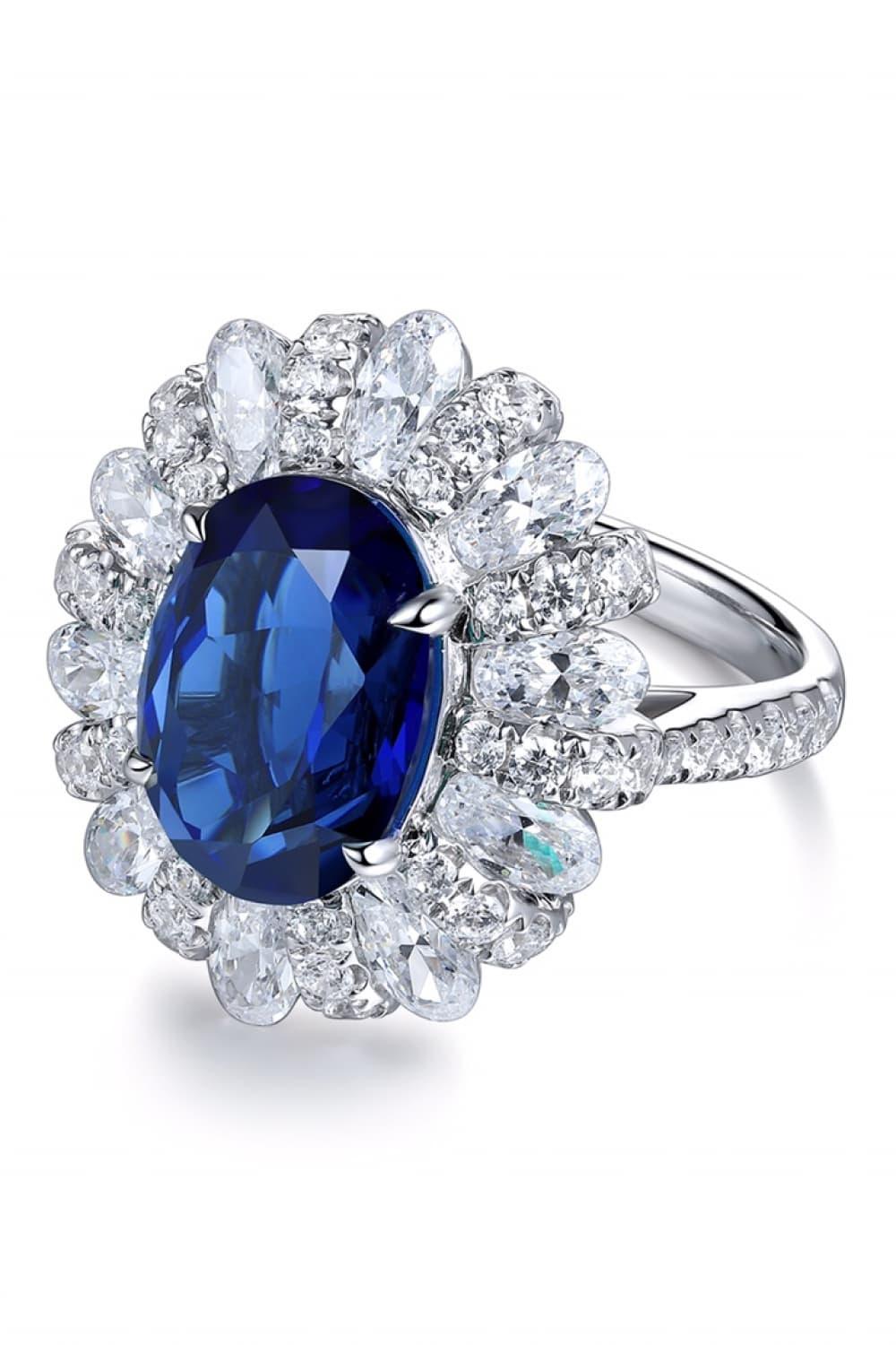 5 Carat Lab-Grown Sapphire Flower Shape Ring CaRaUaNa Fashion