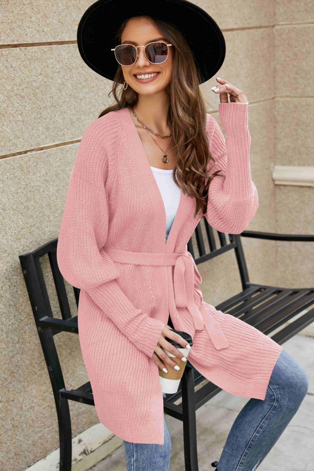 Open Front Lantern Sleeve Cardigan Carauana Store