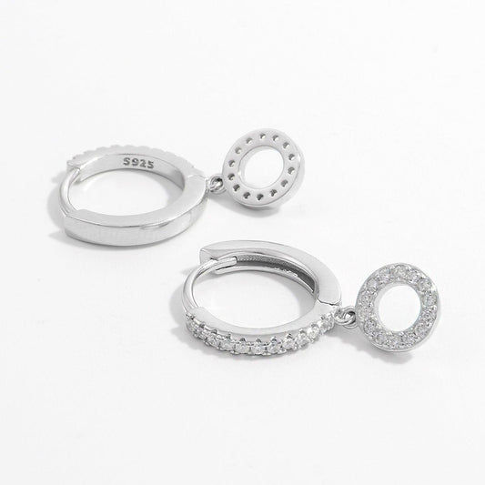 925 Sterling Silver Inlaid Zircon Hoop Dangle Earrings Carauana Store