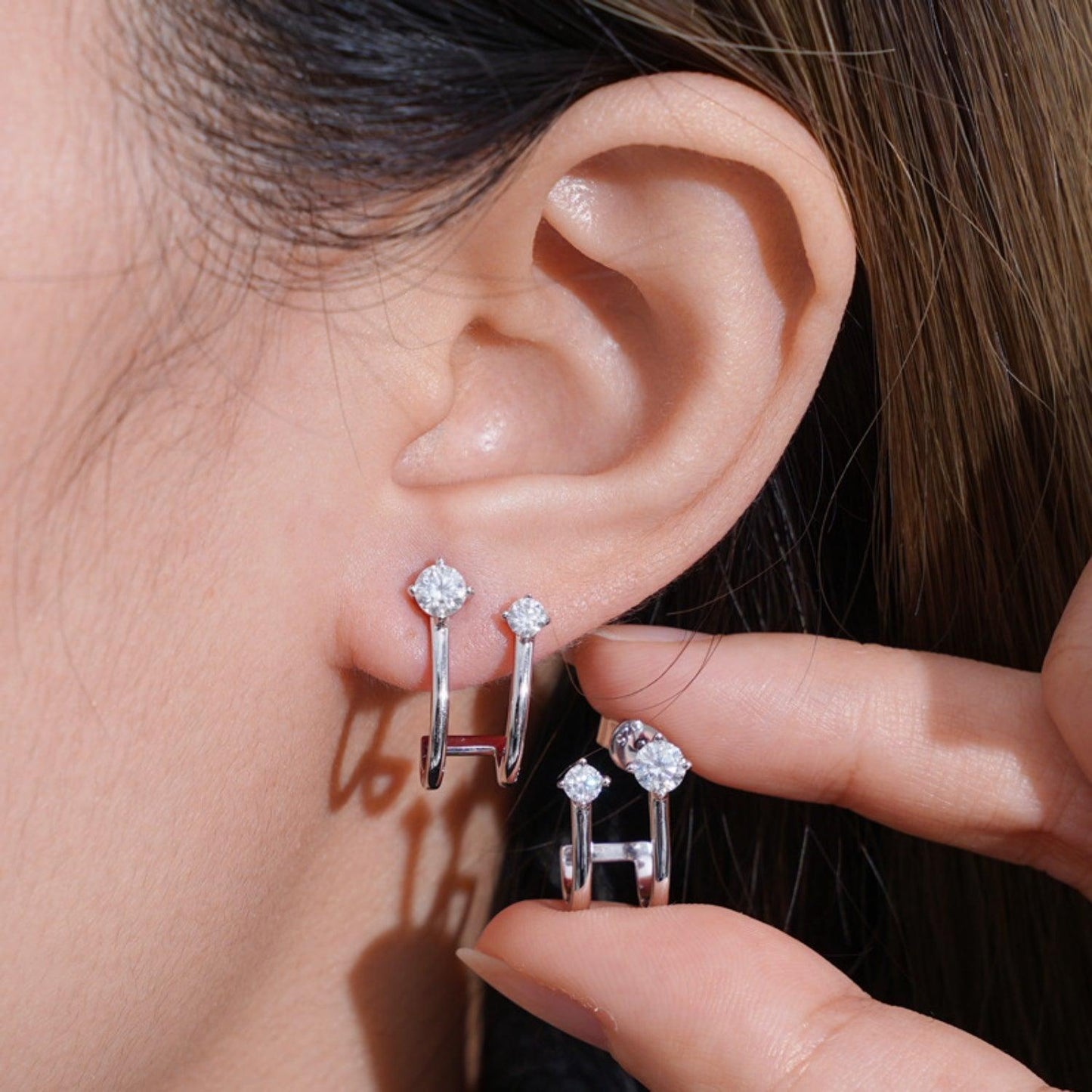 Moissanite 925 Sterling Silver C-Hoop Earrings Carauana Store