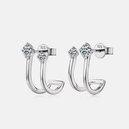 Moissanite 925 Sterling Silver C-Hoop Earrings Carauana Store