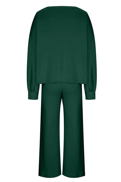 Round Neck Long Sleeve Top and Pants Set Carauana Store