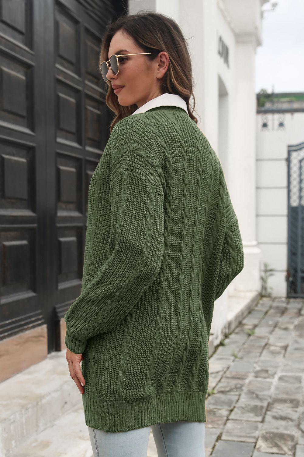 Open Front Longline Cardigan with Pockets Carauana Store