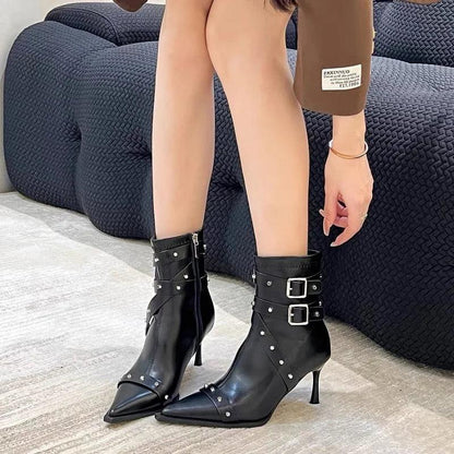 Ankle Studded New Rock Shoes Gothic Style Winter