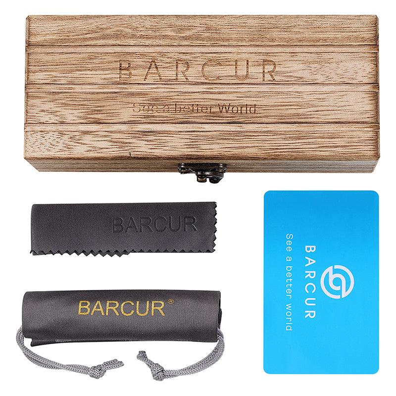 BARCUR Sunglasses Anti Blue Night Vision Mirror Free Wood Box