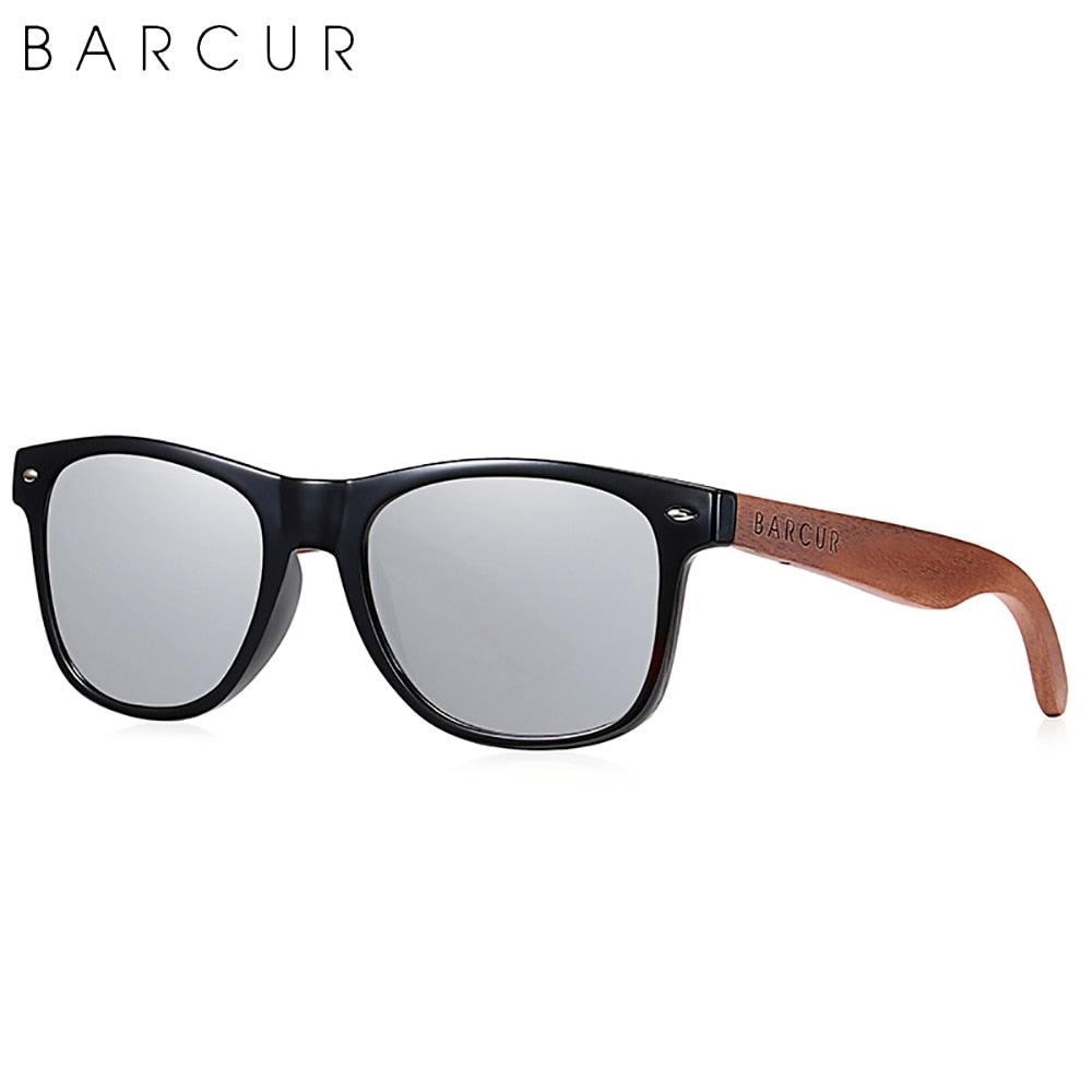 BARCUR Sunglasses Anti Blue Night Vision Mirror Free Wood Box