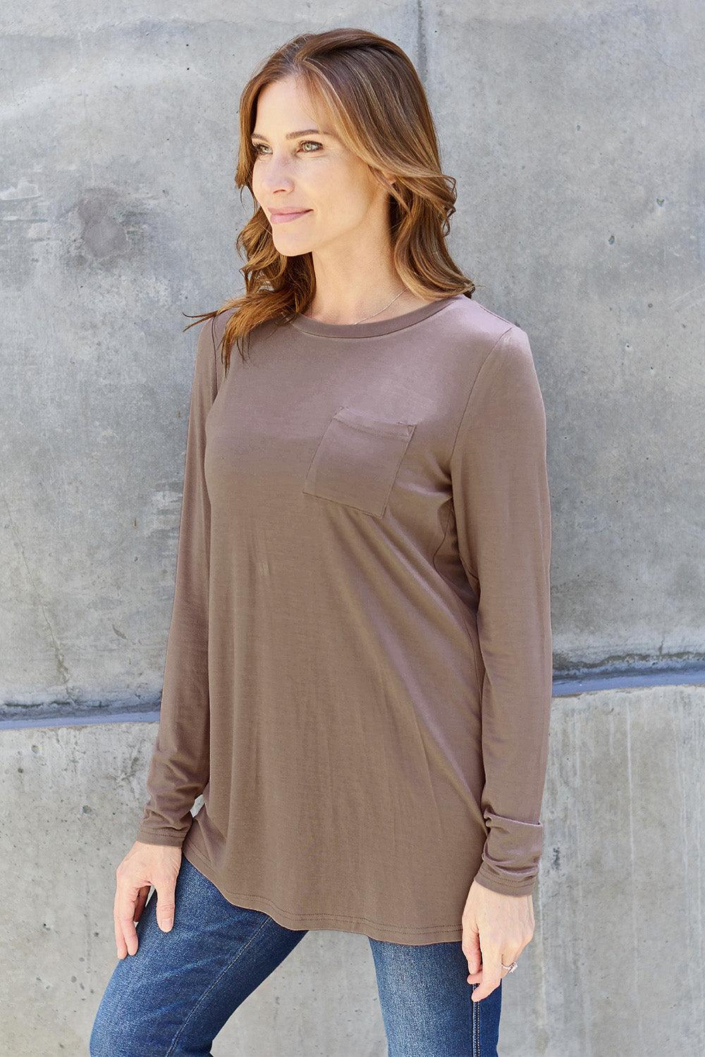 Basic Bae Full Size Round Neck Long Sleeve Top CaRaUaNa Fashion