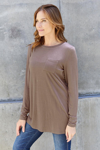 Basic Bae Full Size Round Neck Long Sleeve Top CaRaUaNa Fashion