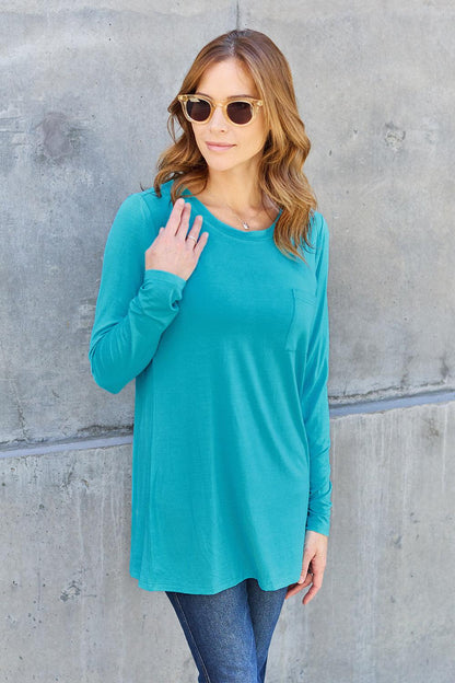 Basic Bae Full Size Round Neck Long Sleeve Top CaRaUaNa Fashion