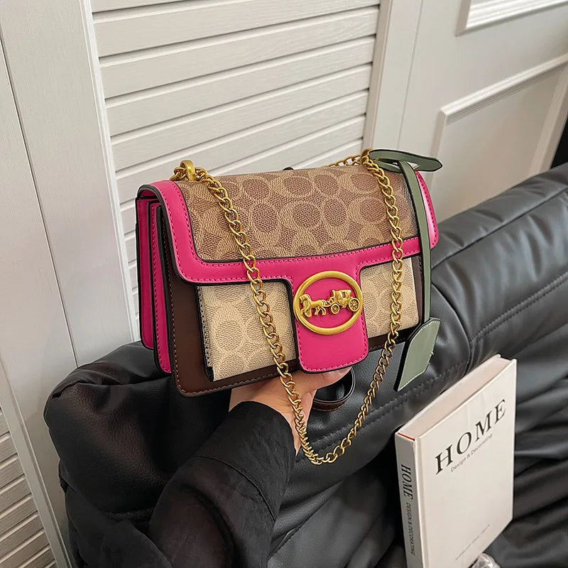 CaRaUaNa iconic Retro Shoulder Bag rose and beige