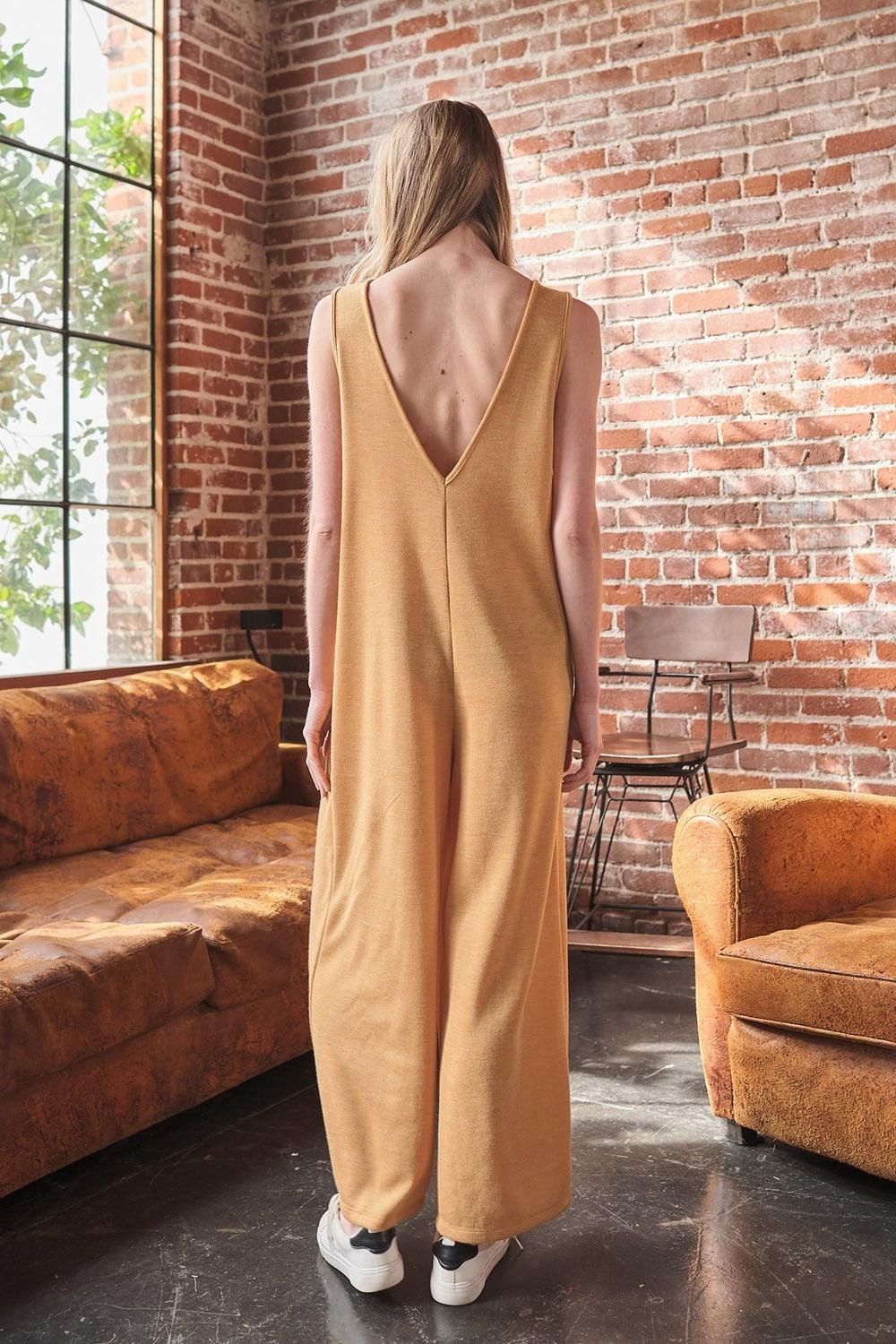 Ces Femme V-Neck Sleeveless Wide Leg Jumpsuit Carauana Store