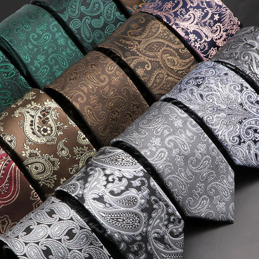 Grey Brown Green Paisley Wedding and Business Necktie for Men CaRaUaNa Fashion